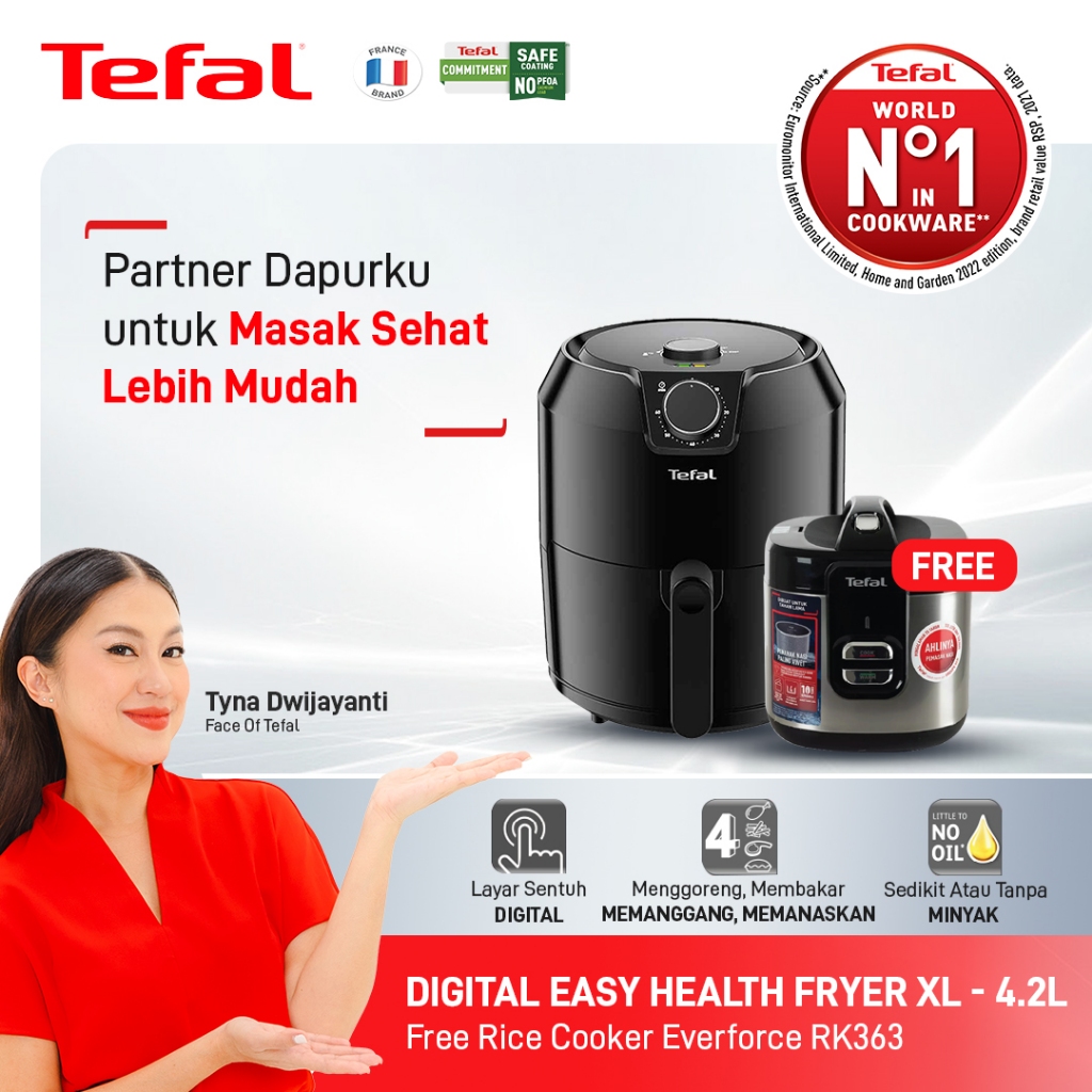 [ FREE Rice Cooker] Tefal Air Fryer Analog XL / Penggorengan Tanpa Minyak EY201 - 4.2L