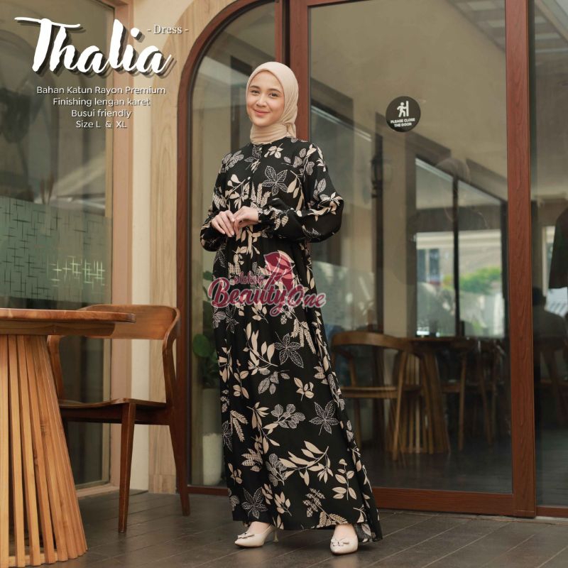 Gamis Rayon Motif - THALIA Dress - Gamis Dewasa Bahan Katun Rayon Premium Bisa COD