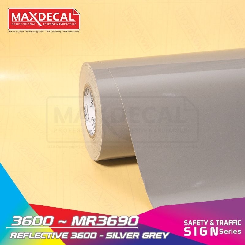 MAXDECAL Reflektif Fosfor Silver Grey Glossy Series 3600-MR3690 (METER)