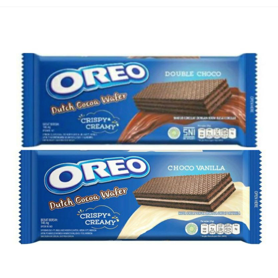 

Snack OREO Dutch Cocoa Wafer Crispy Creamy 140gr - Coklat / Vanilla