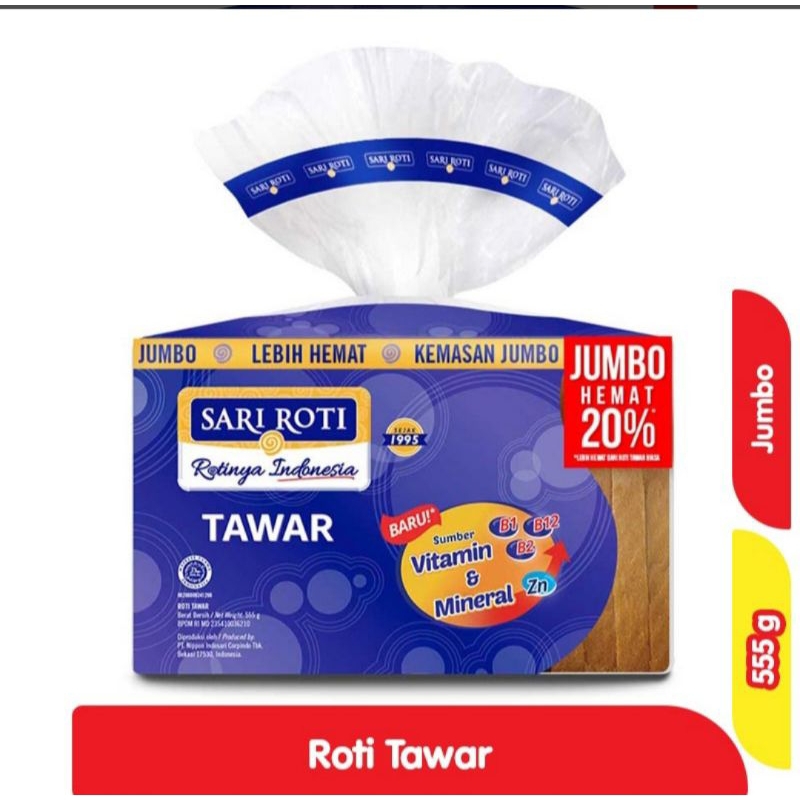 

SARI ROTI Roti Tawar Jumbo 555 g