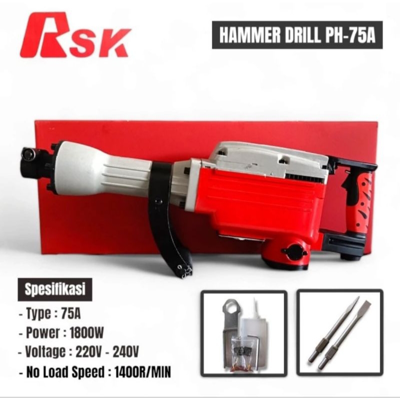 RSK MESIN JACK HAMMER BOBOK BETON DEMOLITION HAMMER MOD-75A TERBAIK