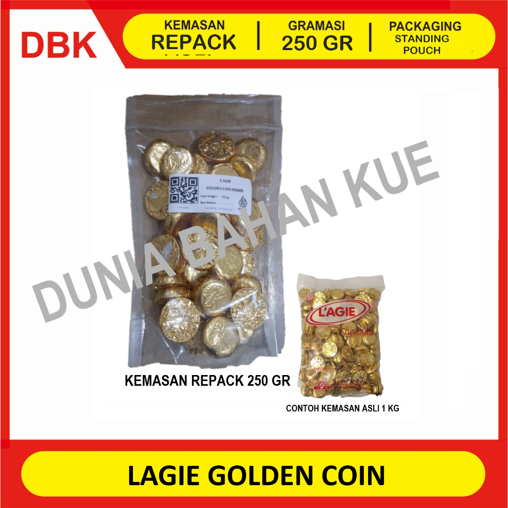 

LAGIE GOLDEN COIN COKELAT KISMIS - REPACK 250 GR / COKLAT ISI KISMIS