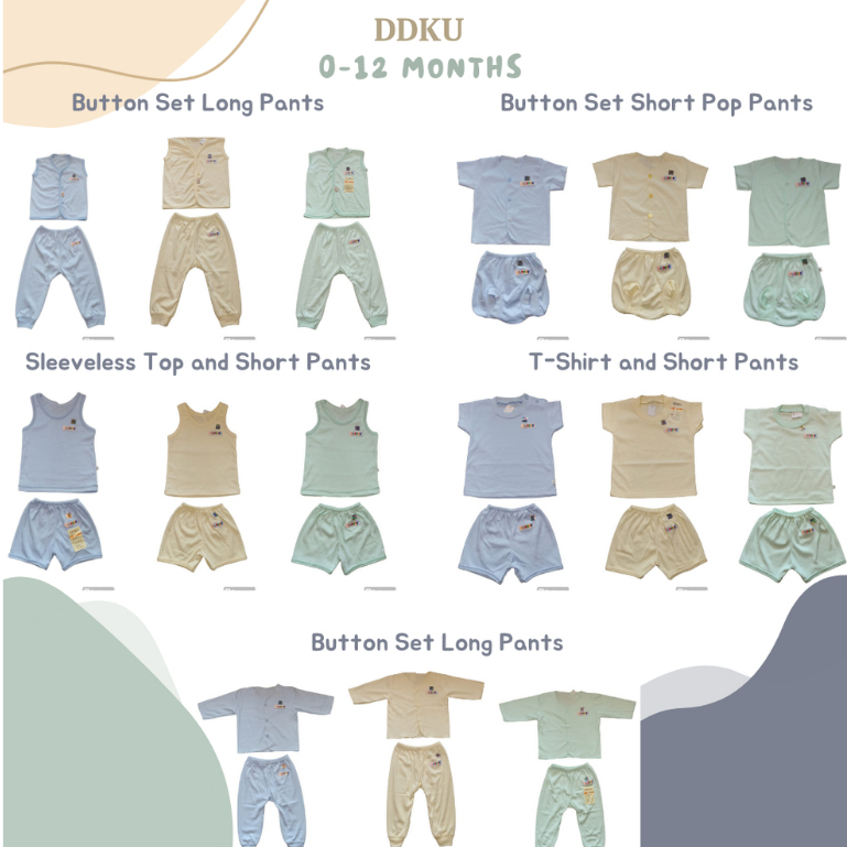 DDKU Setelan Bayi dan Anak Polos / Kaos Piyama Baju Tidur  ( 0 - 2 Tahun )