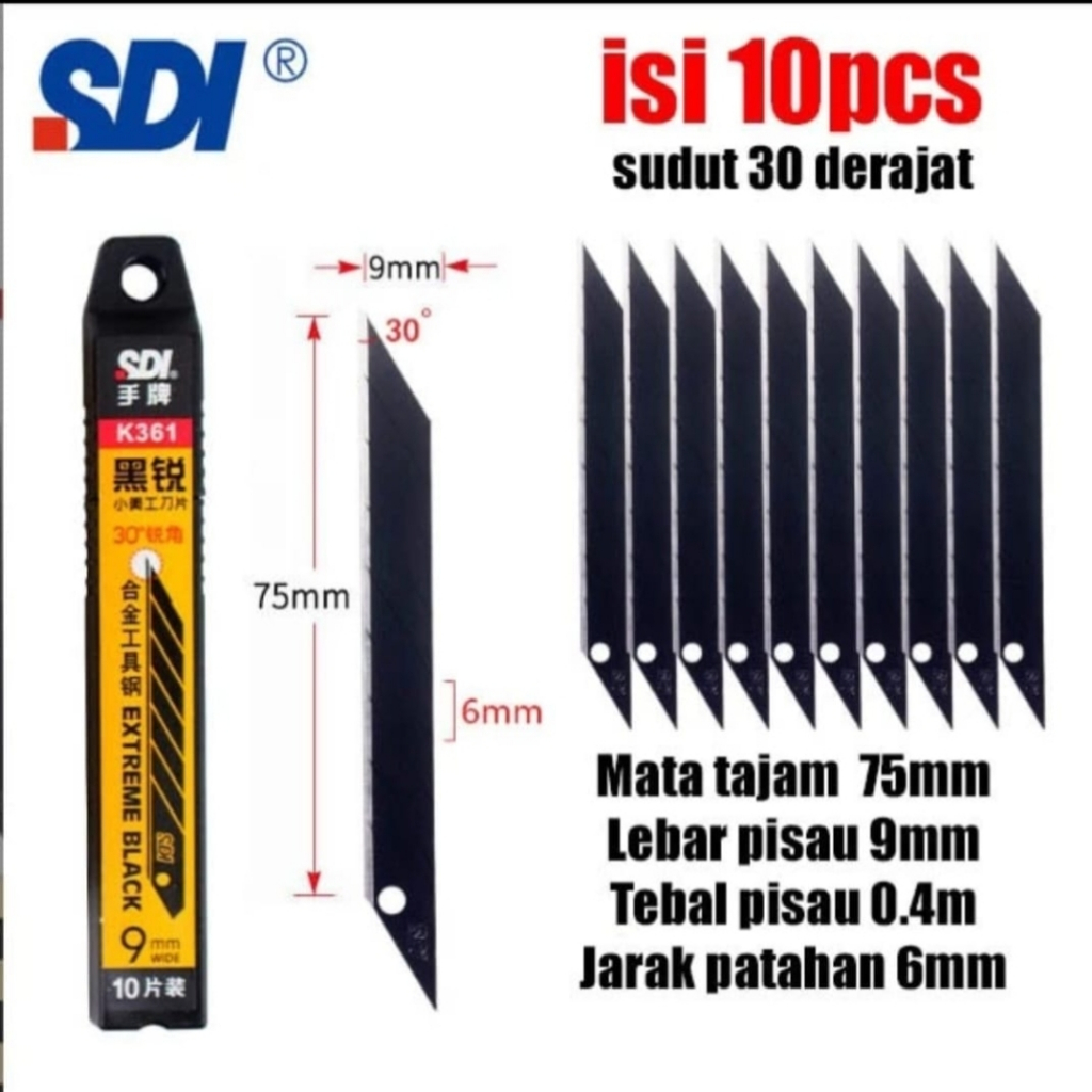 

Refill Isi Cutter Kecil [1 Tube - 10 Mata Pisau] / Extreme Black K 361 Isi Cutter 30 Derajat