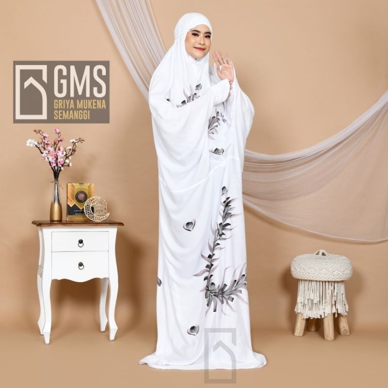 Mukena Terusan Lukis JUMBO Motif Bunga Cantik Bonus Tas Bisa COD Mukena Terusan Mukena Jumbo Mukena 