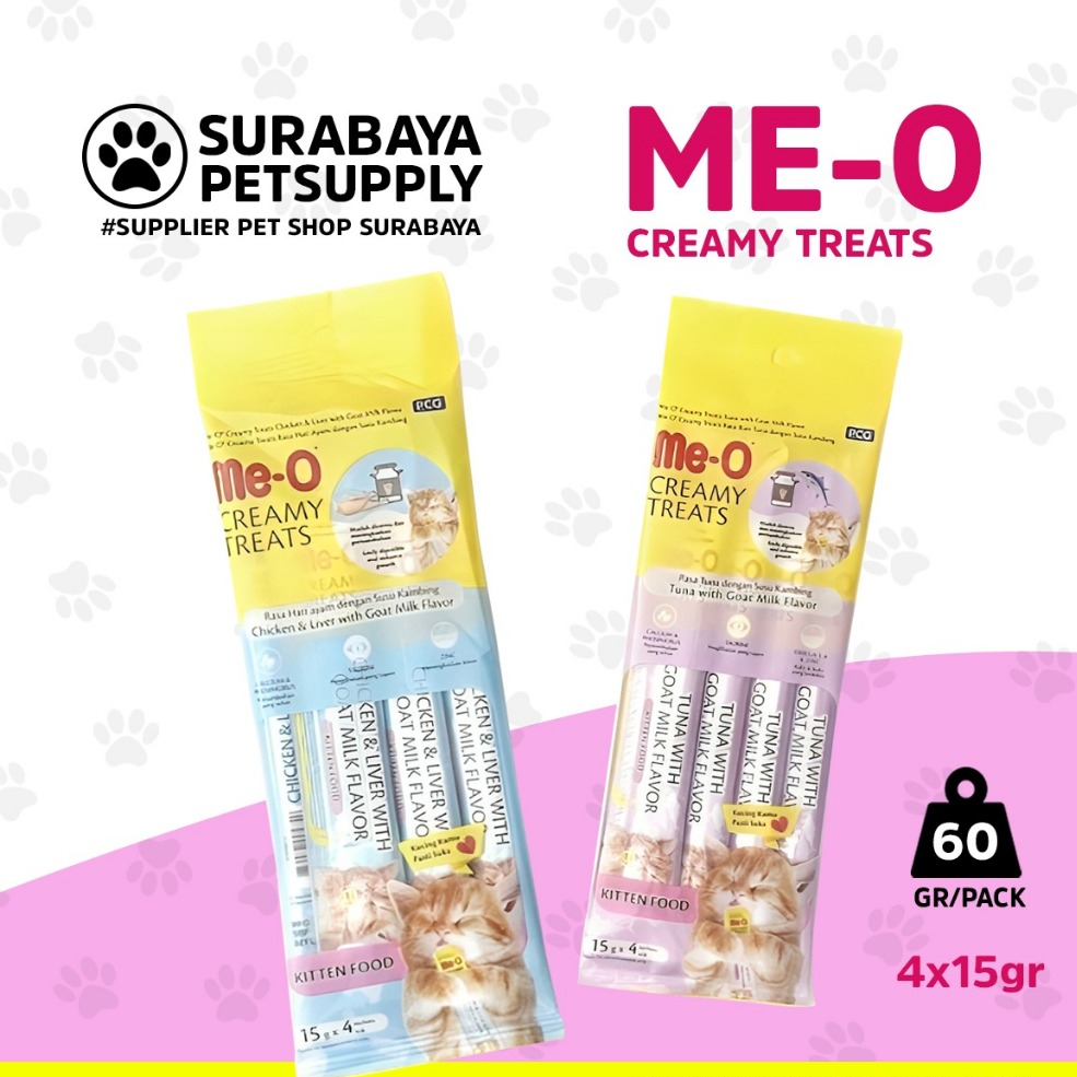 Meo Creamy Treats kitten - Me-o Creamy Treats - Cemilan kucing merk meo - Meo Creamy treats tuna / c