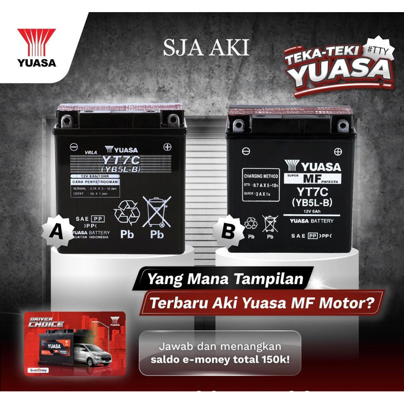 AKI MOTOR YUASA YT7C 100% ORIGINAL HONDA SUPRA  YAMAHA VEGA MEGAPRO