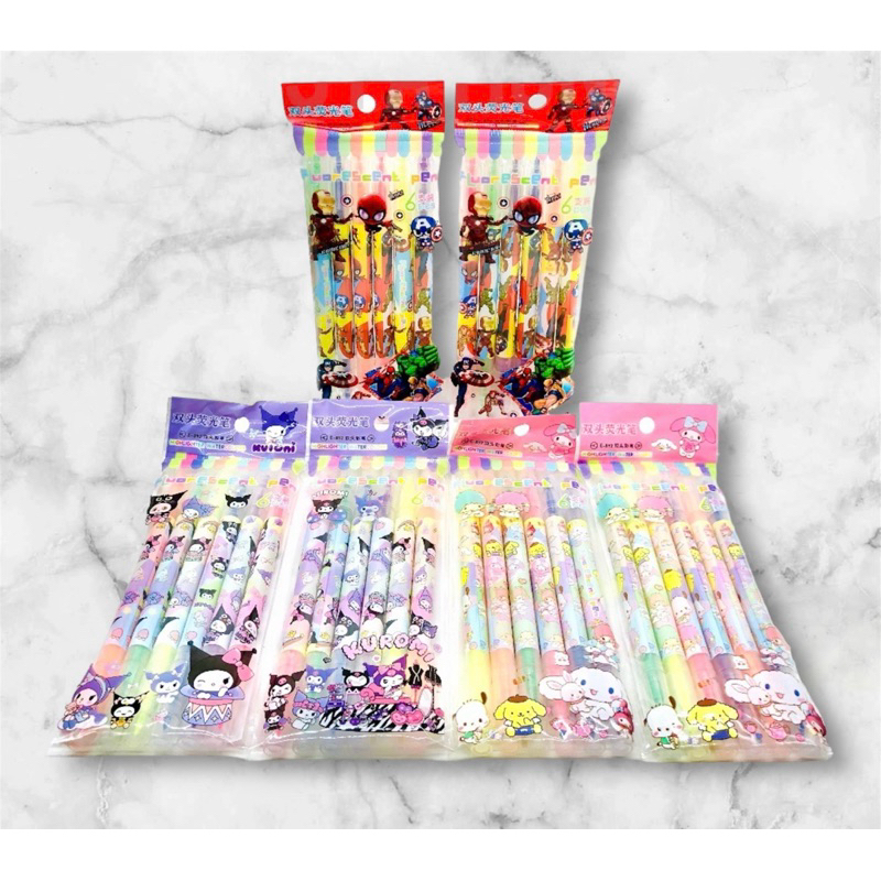 

6pc Highlighter Dua Sisi Sanrio Stabillo Warna Isi 6pc