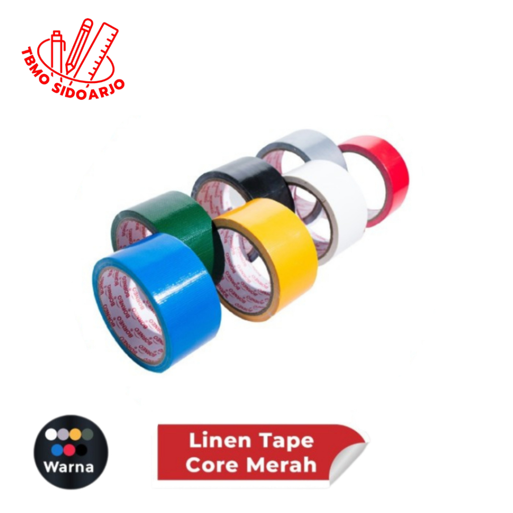 

TBMO Linen Tape Borneo Core Merah 48mmx8m / Lakban Kain 2 Inch Borneo