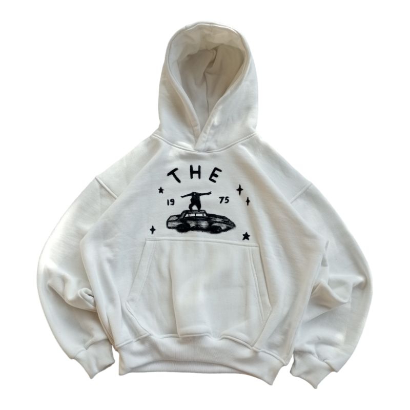Handpainted boxy hoodie "The 1975 - About you"