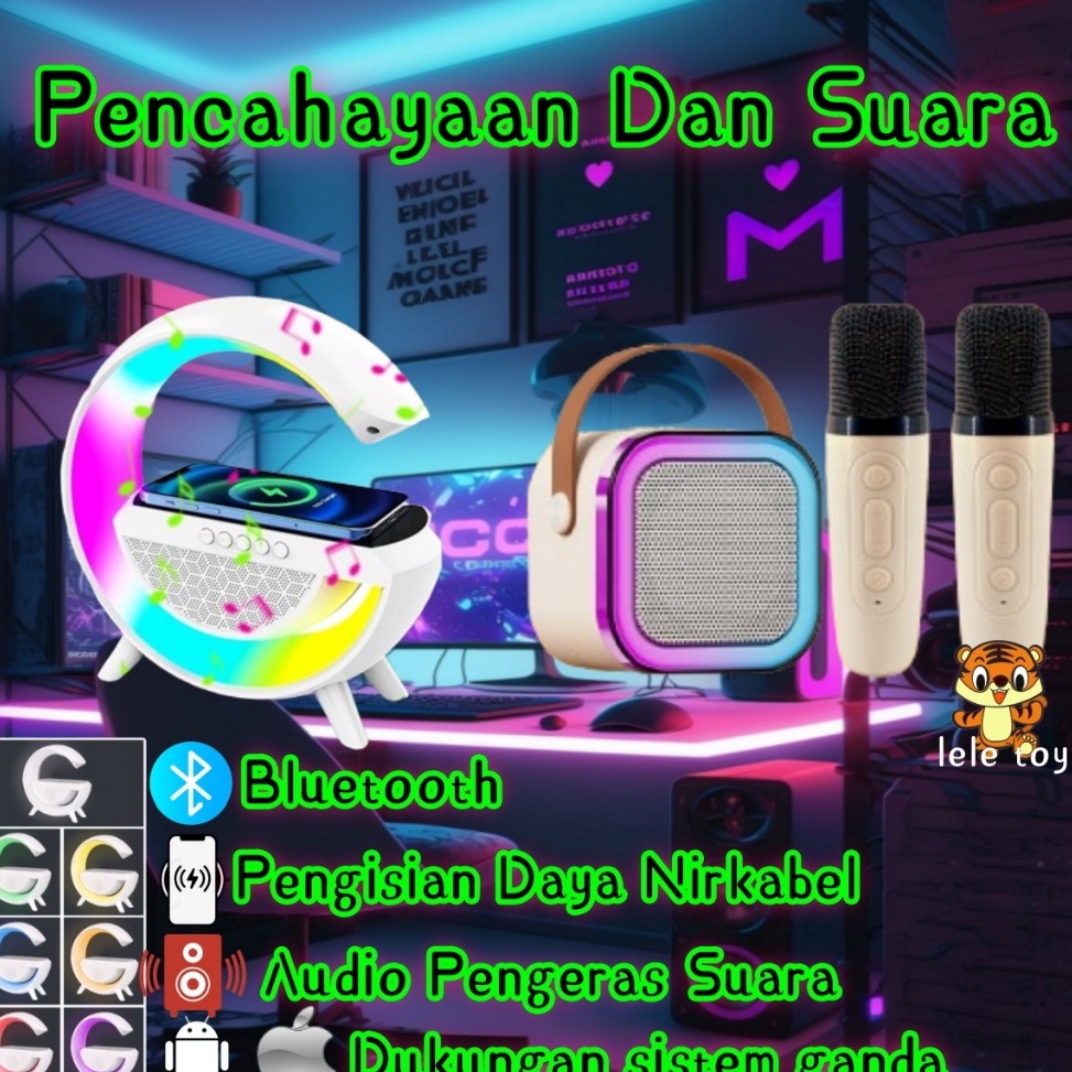 KODE M34L Cod 2mic 1mic Bluetooth Mini Speaker Karaoke Portable With Mic Ktv Mp3 Player Full Bass Wi