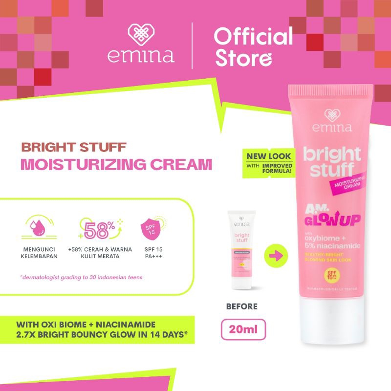 Emina Bright Stuff Moisturizing Cream (cream siang mencerahkan)