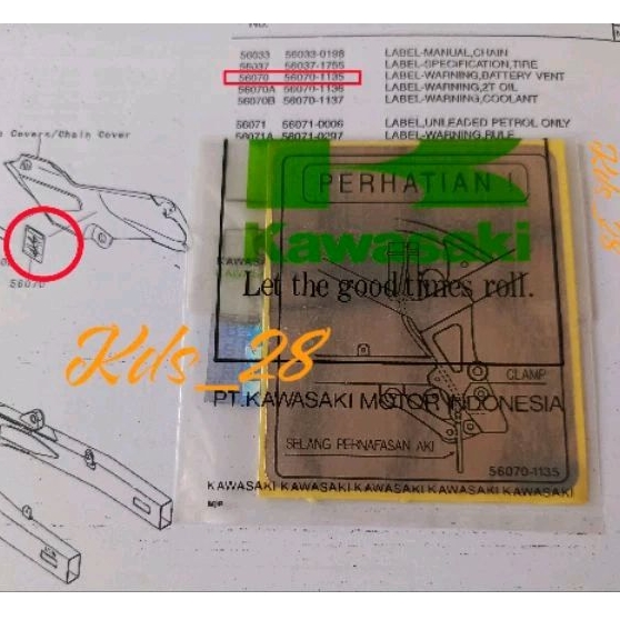 DECAL STICKER AKI ORIGINAL KAWASAKI NINJA KIS R L SS KGP