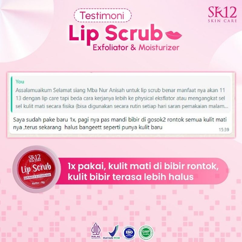 Lip Scrub SR12 Mengatasi Bibir Hitam Pria Dan Wanita Mengatasi Bibir Pecah Pecah Dan Kering