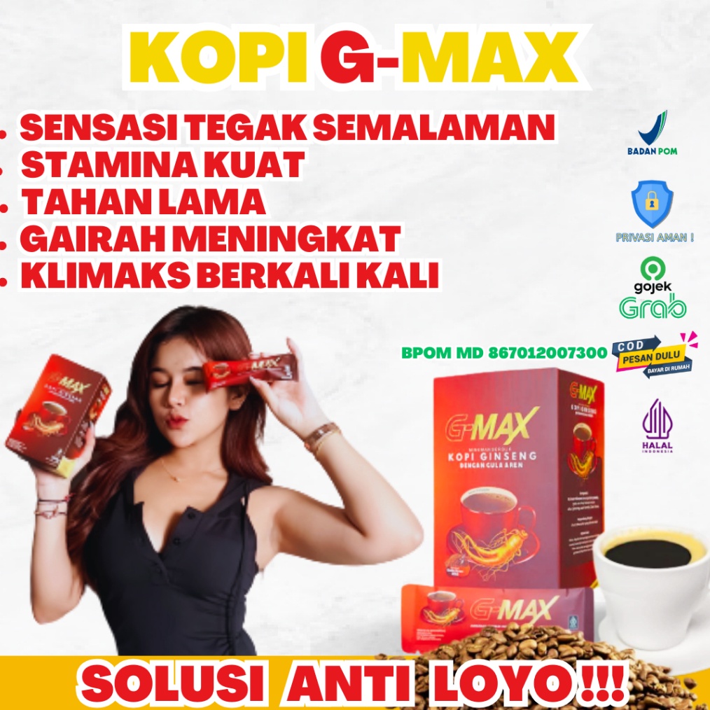 

Termurah KOPI STAMINA PRIA DEWASA TAHAN LAMA ORIGINAL BPOM GMAX KOPI EXTRA GINGSENG 1 SACHET DARI HERBAL ALAMI BERKUALITAS