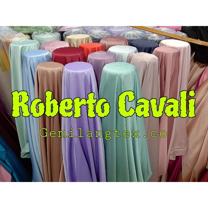 Kain Satin Roberto Cavali Original / Kain Bridesmaid meteran / High quality / Bahan Furing