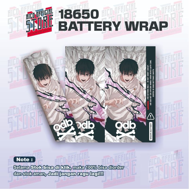 

FAMSTORE - Pelindung Baterai - Stikerskin Wrap Baterai 18650 Motif Jujutsu Kaisen Full Motif Desain Dan Anti Gores