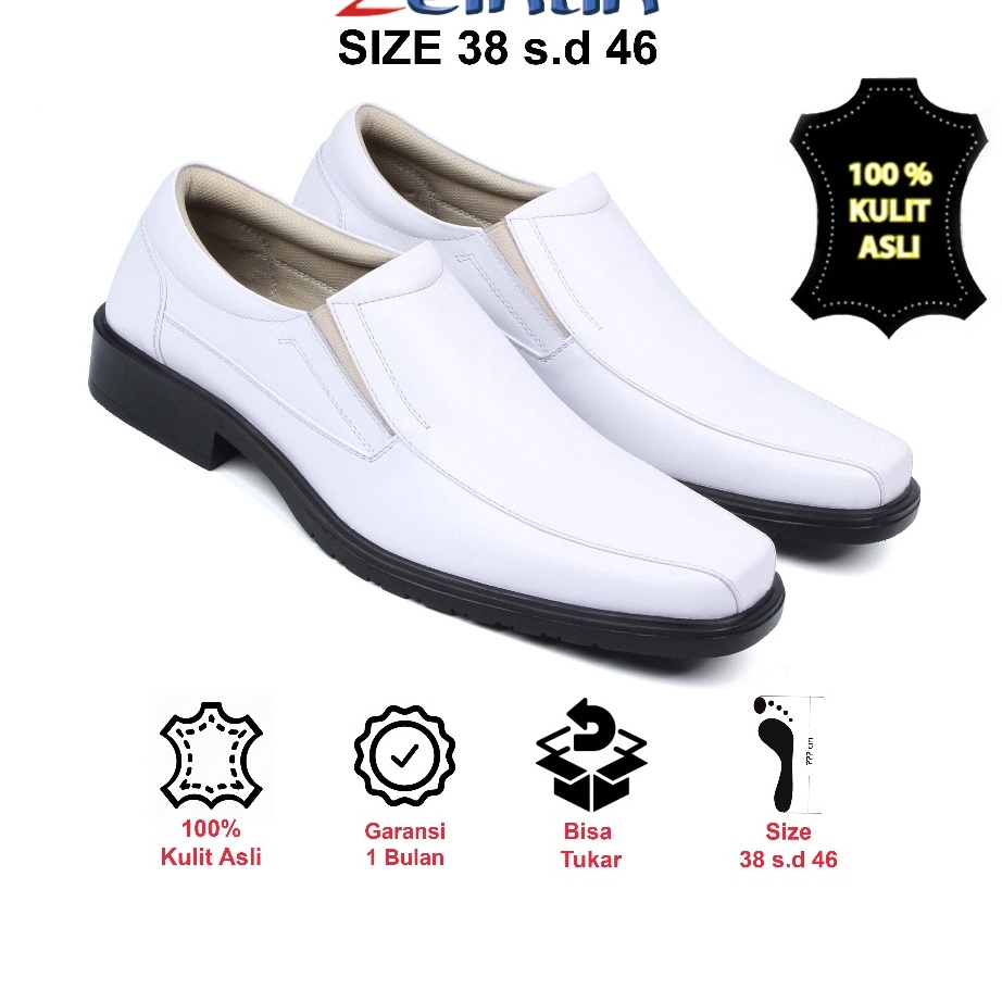 COD NEWPRODUCT Zeintin  Sepatu Pantofel Pria Putih Sepatu Perawat Pria Kulit Putih AJ