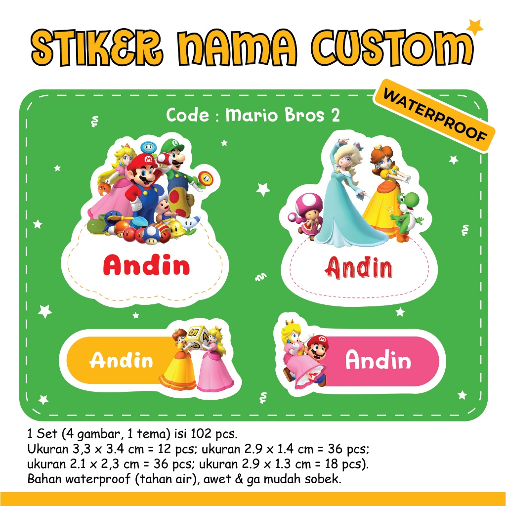 

90-130 PCS Stiker Nama Anak Murah / Label Nama Custom Disney Tsum Tsum Mickey Avengers Mermaid KPOP