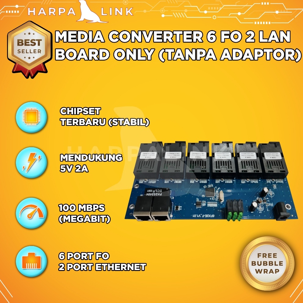 Serbuuuu Media Converter 6 FO 2 LAN 6 SC 2 RJ45 11 Mbps PCB Board Only  Switch Fiber Optic Optik 6 P