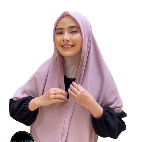 Hijab Segi Empat Zipper Ceruty Babydoll | Segi Empat Zipper Resleting Dua layer | Segi Empat Instan
