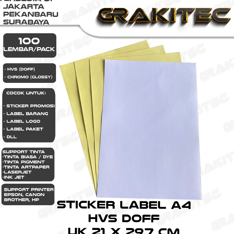 

Dijual Kes Sticker Label A4 isi 1 Lembar KES STICKER A4 Grakitec