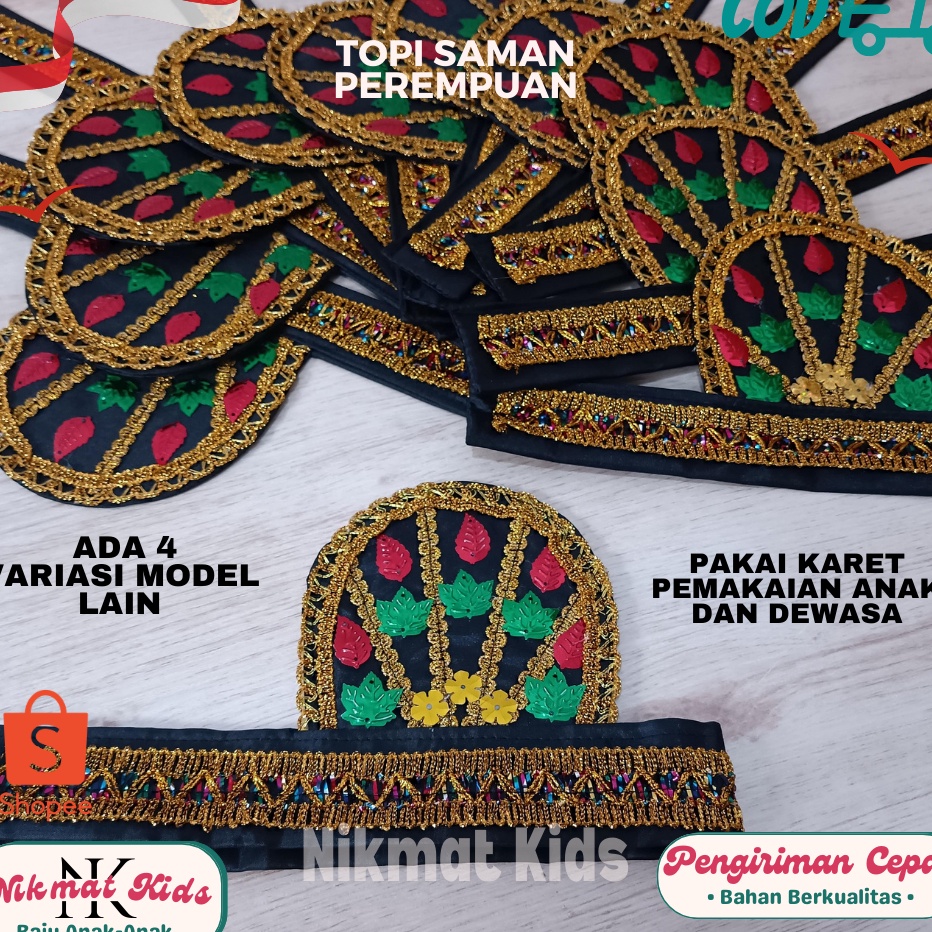 FSASH SALE Topi aceh tari saman perempuan bungong jeumpa asesoris kepala adat aceh anak lakilaki dew