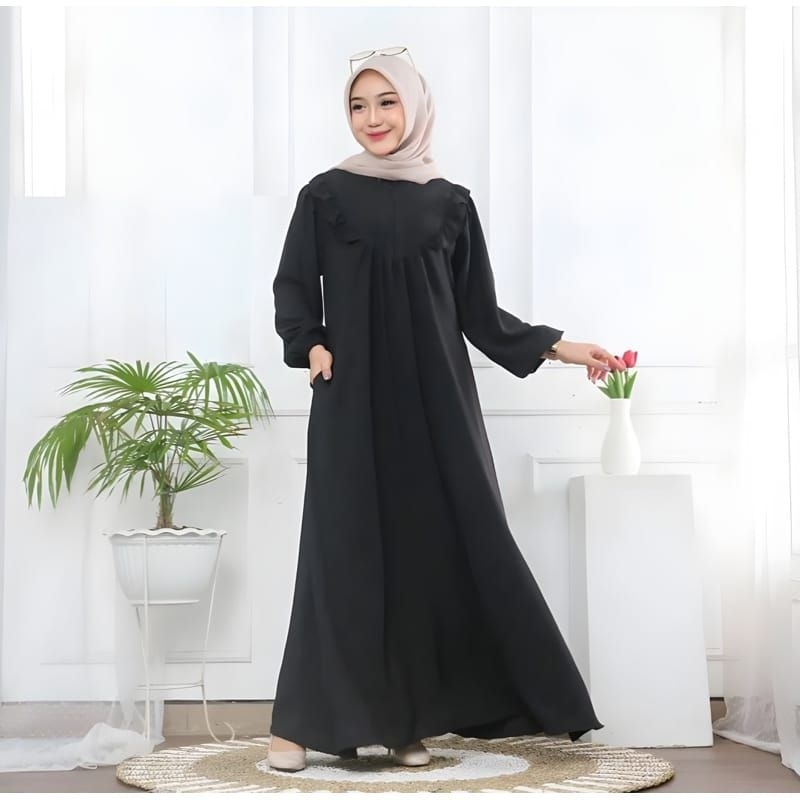 termurah promo termurah gamis moana crinkle airflow kekinianterbaru- dress gamis polos ld 120 ld 115