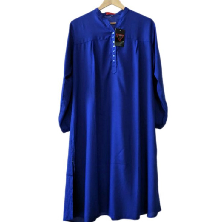 Sentuhan Personal tunik katun rayon polos jumbo warna biru bca