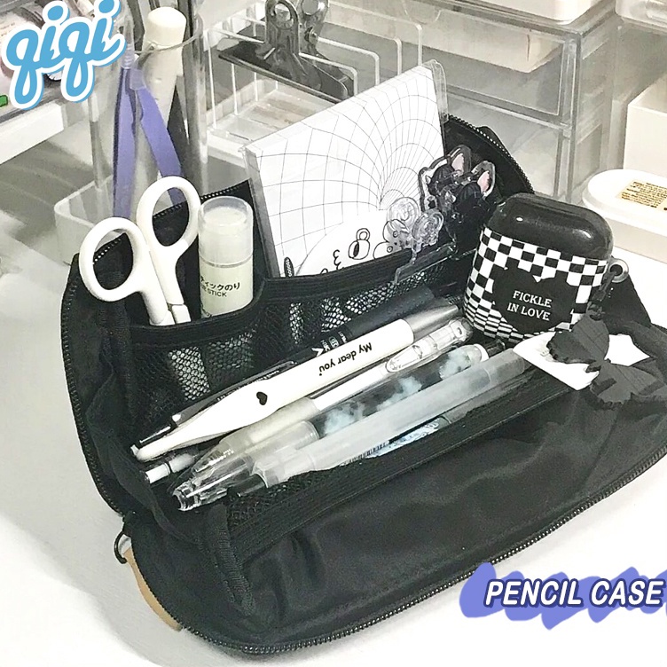 

Kotak pensil hitamPencil CaseTempat Pensil Warna Hitam Berlapis Kapasitas Besar Qiqi Treasure