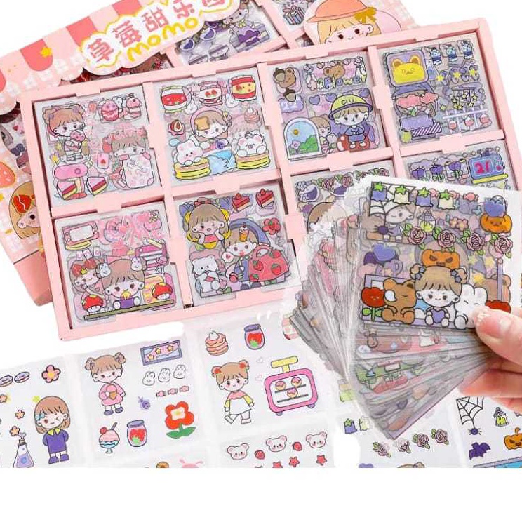 

Trendy LC 2 Lembar Stiker DIY Motif Kartun Korea Lucu Scrapbook Aestetic Sticker Momo
