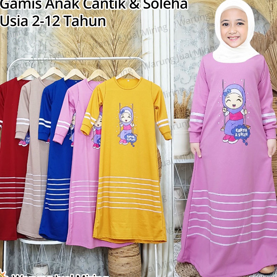 Free Ongkir Gamis Anak Cantik  Soleha 212 Tahun Gambar Karakter Sablon Bahan Voxy Melar Balita Batit