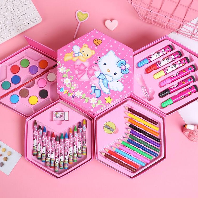 

Produk JUALLARISCrayon set 46pcs 4in1 pensil cat warna alat seni pensil cat menggambar melukis