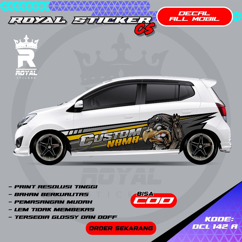 STIKER DECAL MOBIL YARIS SIGRA JAZZ AGYA DESAIN THAILOOK / STIKER DECAL MOBIL FREE CUSTOM NAMA - DCL