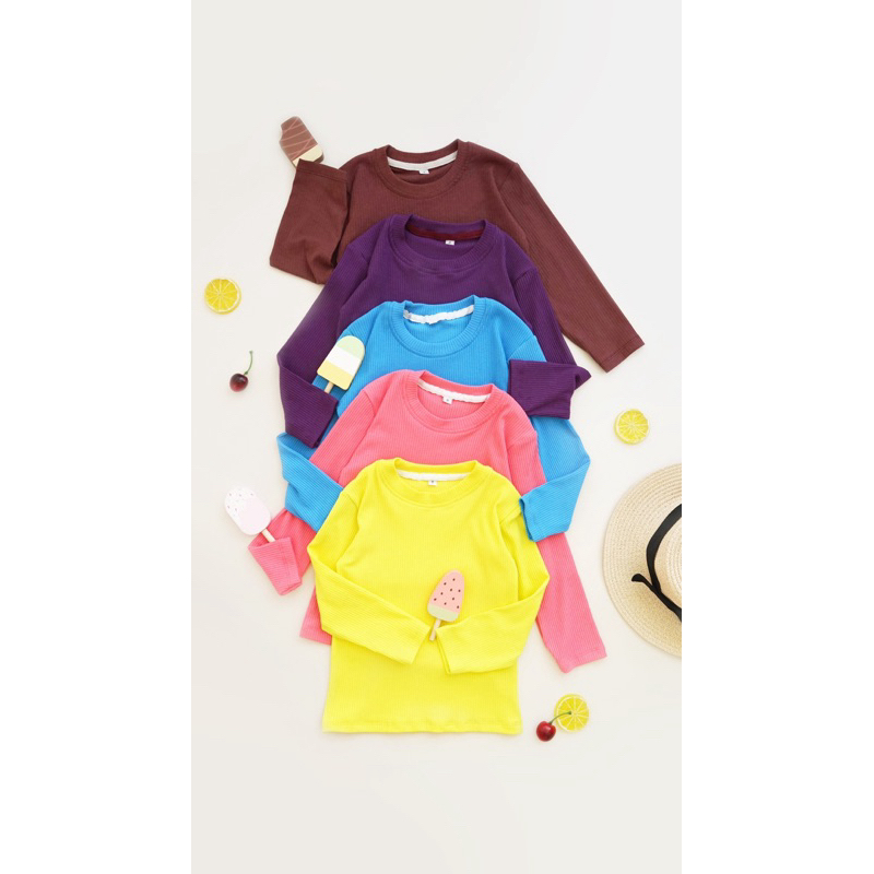 Kaos Rib Anak Perempuan Lengan Panjang 1-7 Tahun