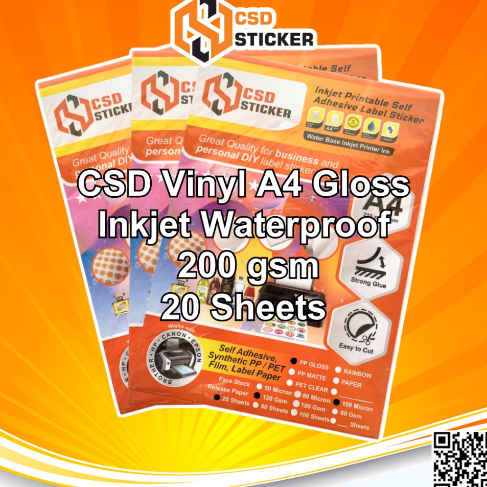 

CSD Sticker Vinyl Print Inkjet A4 Waterproof Stiker Plastik Anti Air Repack