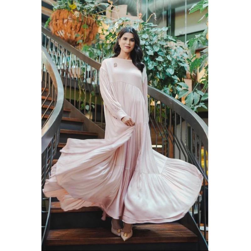Meza Tiered Maxi Dress - Pink - Benang Jarum