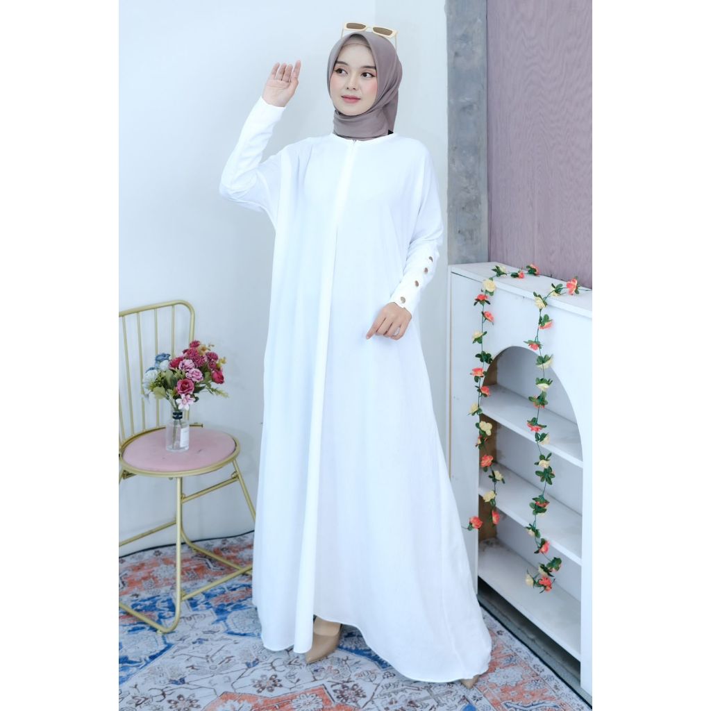 Gamis Putih Wanita Jumbo Polos LD 124 Dress Wanita Muslim Linda