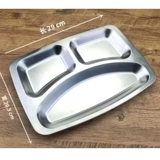 Piring Penjara/Piring Stainless Sekat 3 / Piring Kantin • Mestray 3 Sekat • Tempat Makan Tray