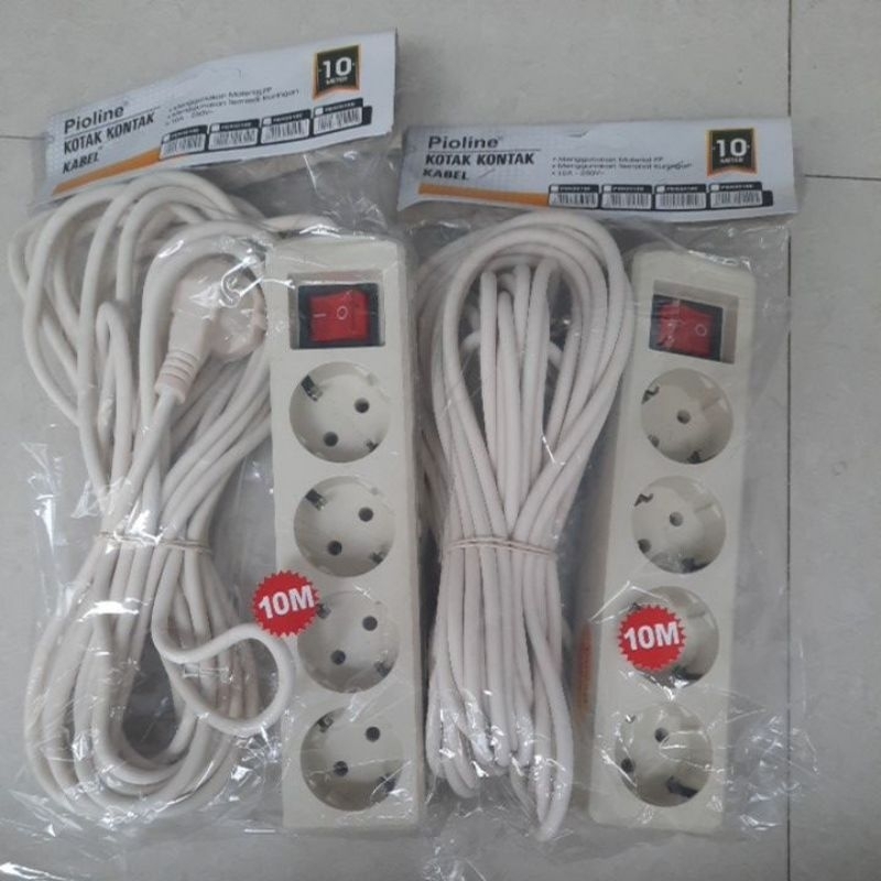 Colokan kabel 10 meter 4 lubang pioline SNI