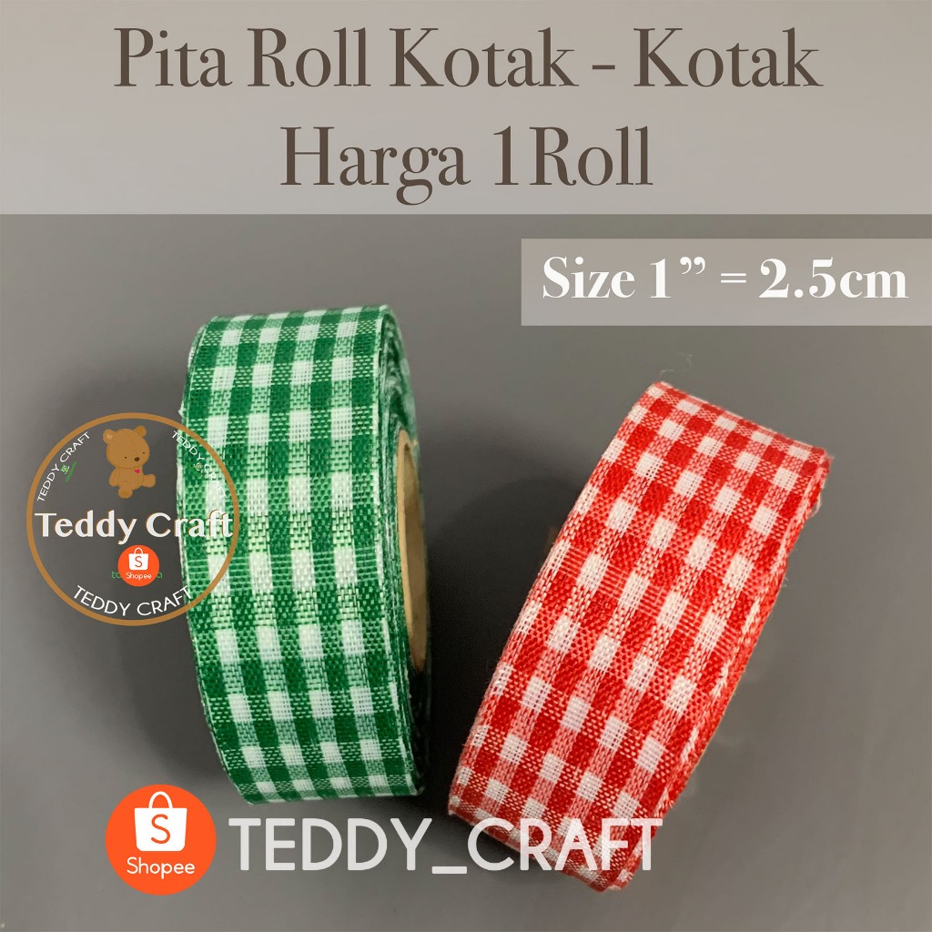 

Pita Kain Motif Kotak Kotak - Harga 1 Roll - Pita Natal Christmas Hampers Kado Parcel Craft