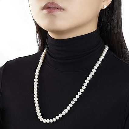 TERMURAH Kalung Mutiara Air Tawar Panjang 60 cm - Kalung Mutiara Asli Bersertifikat - Kalung Mutiara