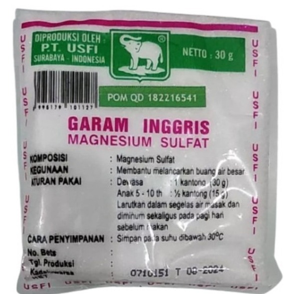 GARAM INGGRIS MAGNESIUM SULFAT CAP GAJAH ISI 30 GRAM