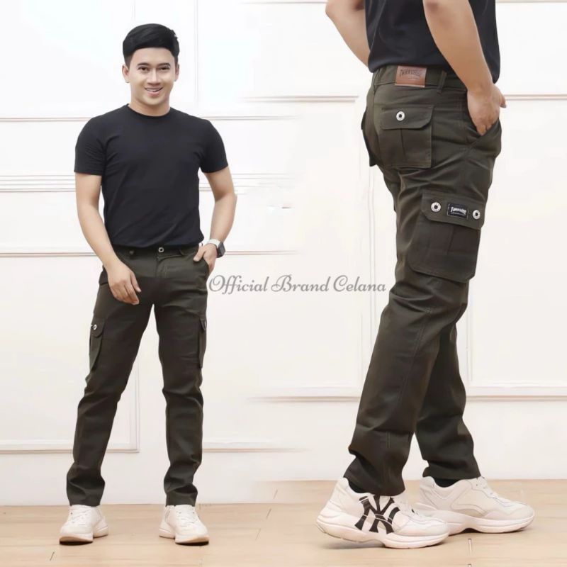 Celana Cargo Panjang Pria Original Premium Atletis Style Ukuran Jumbo Bahan Katun American Drill