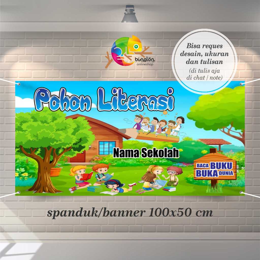 Spanduk Banner Pohon Literasi Free Custom Desain