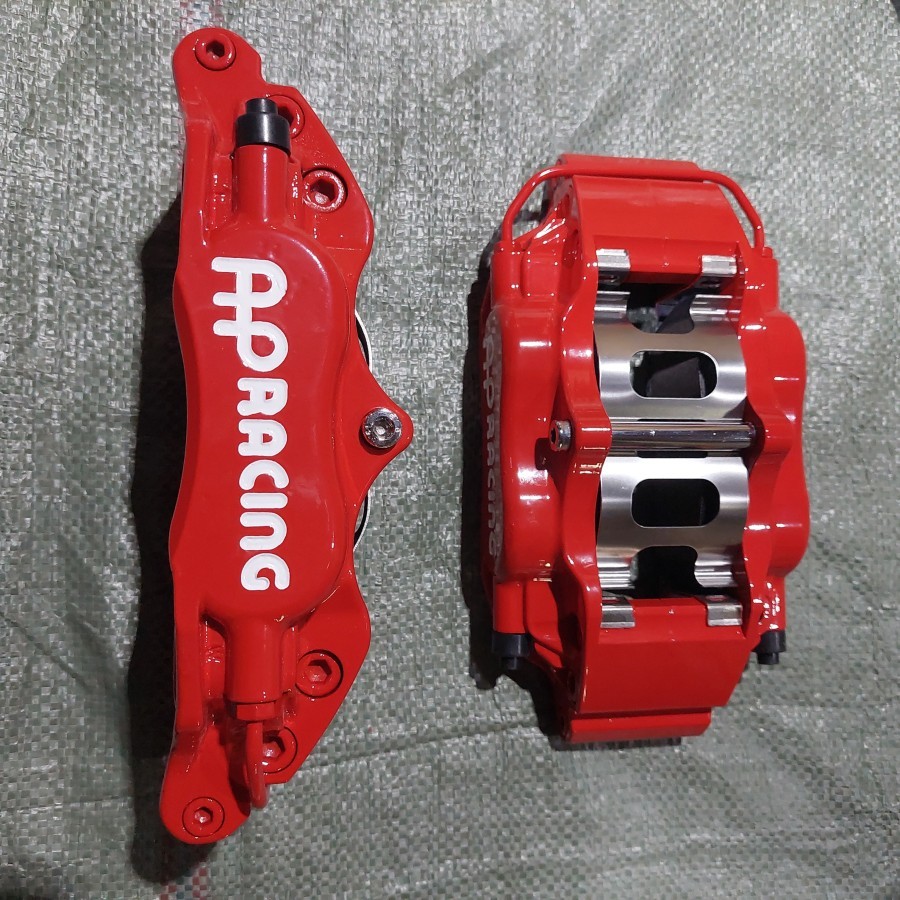 BIG BRAKE KIT REM DICS MOBIL JAZZ GK5 4 POTT MERAH AP RACING