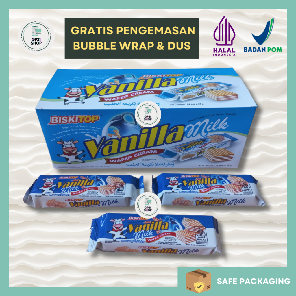 

Biskitop Wafer Cream Vanilla Milk Box (27gr X 24 PCS)