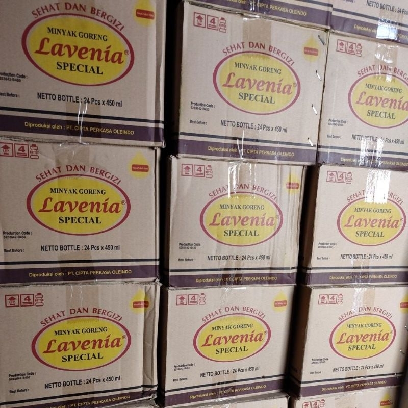 

minyak goreng lavenia 450ml botol @karton (24Pcs).