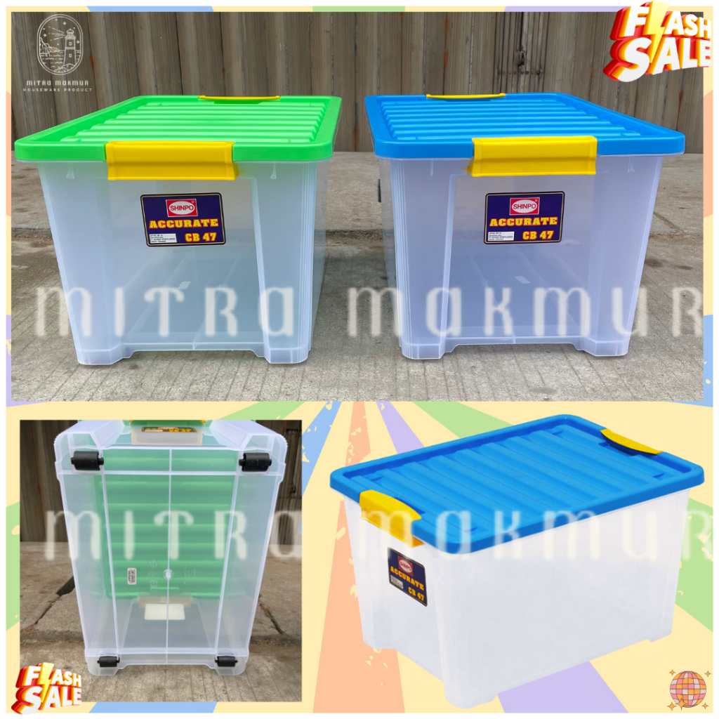 JUAL CONTAINER BOX PLASTIC CLEAR KONTAINER BOX BENING 47 LITER SHINPO BOX SERBAGUNA